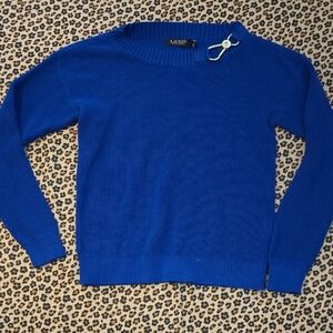 Polo Ralph Lauren Royal Blue Knit Buckle Sweater - Medium